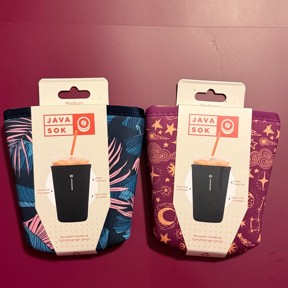 Bundle Of 2 Sok-It JavaSok reusable insulating cold beverage sleeve Medium